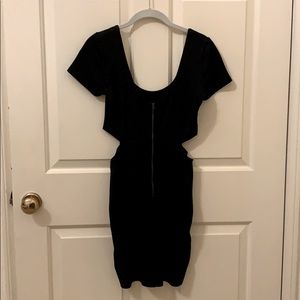 Black Side Waist Cutout Dress